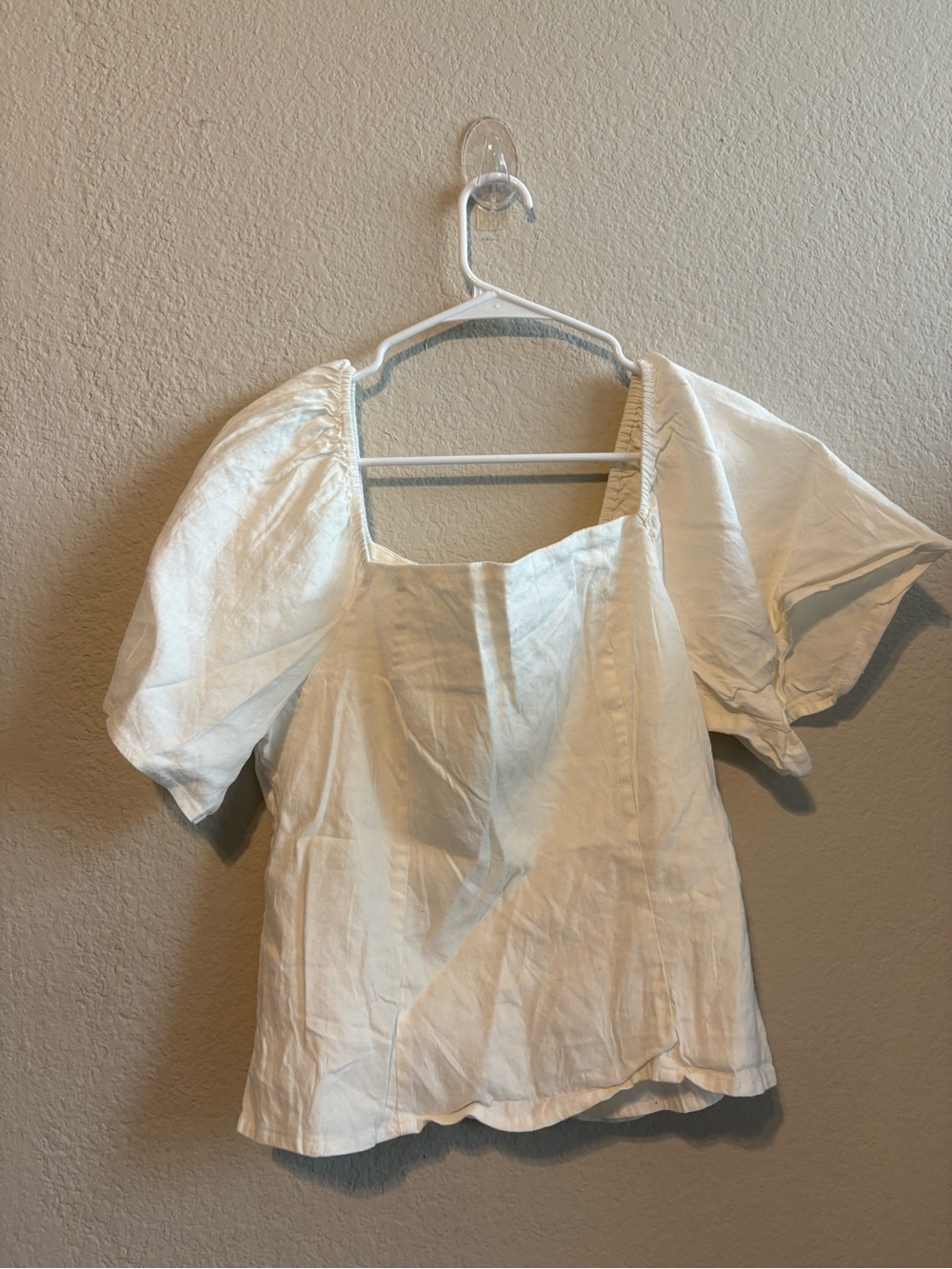 ANTONIO MELANI White Puff Sleeve Square Neck Blouse